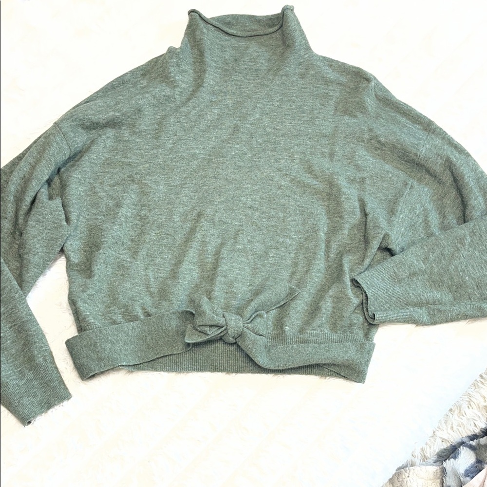Wilfred Sage Green Turtleneck Tie-Hem Sweater
